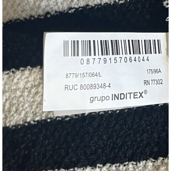 New Zara Black White Striped V-Neck Knit Relaxed Top Sweater - Picture 10 of 12